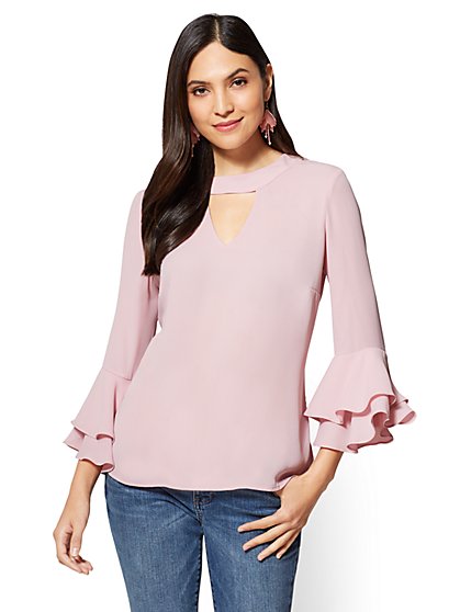 Blouses For Women Women's Shirts NY&C Ruffled Sleeve Cutout Blouse - New York & Company ... - Blouses For Women Women's Shirts NY&C