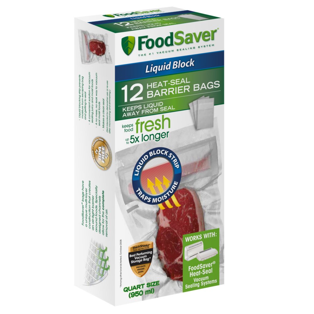 Foodsaver® Liquid Block Vacuum-seal Quart Bags, 12 Count