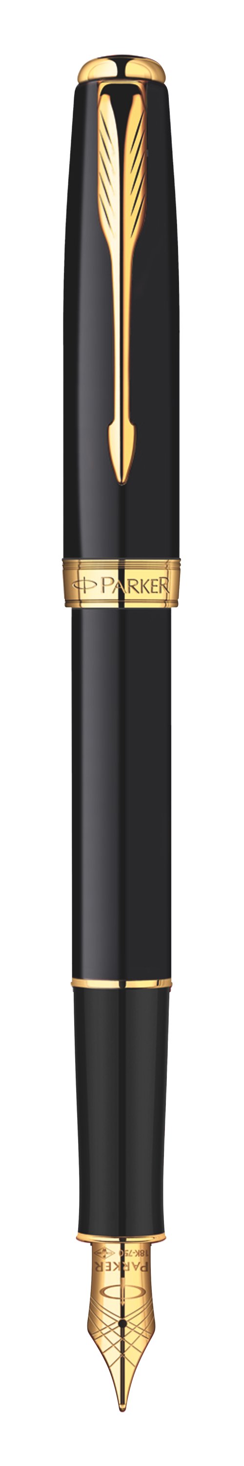 Sonnet Deep Black Lacquer Fountain Pen - Medium 23k gold plated nib
