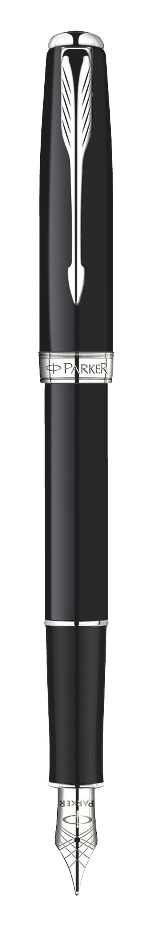 Sonnet Deep Black Lacquer Fountain Pen - Medium stainless steel nib