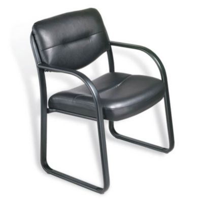 Black Leather Guest Chair, CH03411