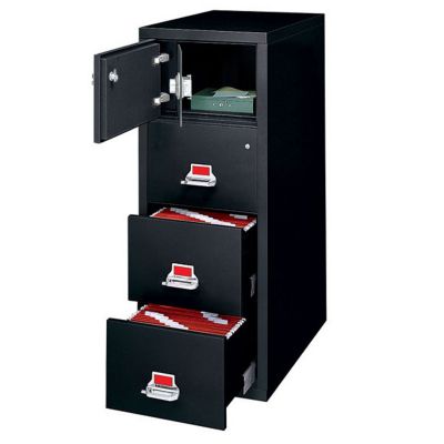 Fireproof Three Drawer Vertical File with Safe - 32"D, FIR-4-2131-CSF