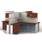 Hansen Cherry Four L-Workstations Set, BUS-OIAH007HC Hansen Cherry Four L-Workstations Set, BUS-OIAH007HC