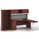 Quantum Right Hand Peninsula L-Desk with Bookcase, BUS-QUA009CSR Quantum Right Hand Peninsula L-Desk with Bookcase, BUS-QUA009CSR