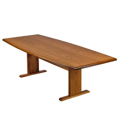 Solid Oak 8' Boat Shape Conference Table, LES-V1596T8