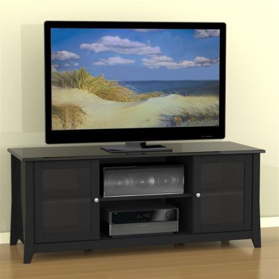 Tuxedo Black TV Stand with Glass Doors, MEG-203106