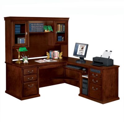 Huntington Cherry L-Desk with Right Return and Hutch, OFG-LD0103
