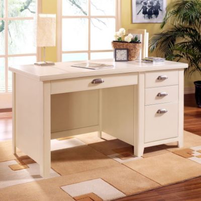 Tribeca Loft White Single Pedestal Desk, MRN-IMTLW540