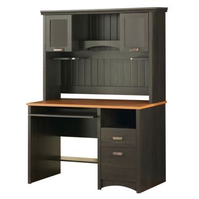 Black and Spice Compact Computer Desk with Hutch, OFG-DH1101
