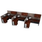 Hansen Cherry Three Person Workstation with Panels and Storage, OFG-MS2604 Hansen Cherry Three Person Workstation with Panels and Storage, OFG-MS2604