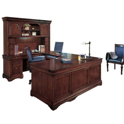 Chocolate Patina Finish Left U Desk with Hutch, OFG-UD1030