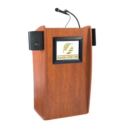 Mobile Lectern wtih Built-In LCD Screen and Speakers, OKA-612S
