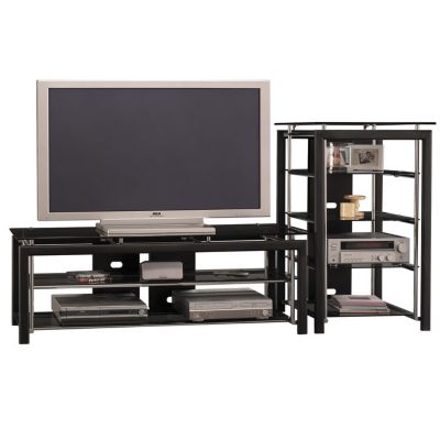 Black Widescreen TV Stand and Audio Tower, OFG-EF0021
