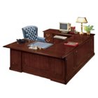 Mahogany Executive U-Desk with Left Bridge, OFG-UD0043 Mahogany Executive U-Desk with Left Bridge, OFG-UD0043