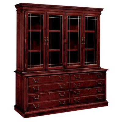 Keswick English Cherry Lateral File Credenza with Hutch, OFG-LF0056