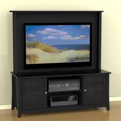 Tuxedo Black TV Stand with Wall Panel, OFG-EF0103