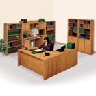 Contemporary Oak Left L-Desk Office Set, MRN-10750 Contemporary Oak Left L-Desk Office Set, MRN-10750