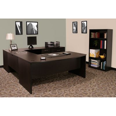 Sandia U-Desk with Lateral File and Bookcase, OFG-UD1063