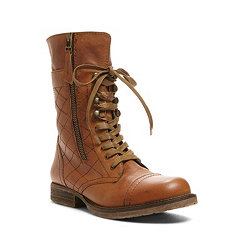 Womens Brown Davos Quilted Combat Boot by Steve Madden (via All Style Mall)