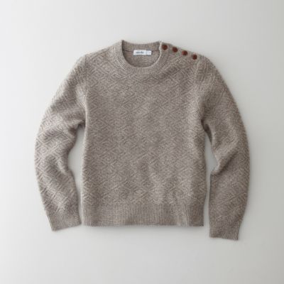 BUTTON SHOULDER CREWNECK SWEATER