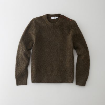 BUTTON SHOULDER CREWNECK SWEATER