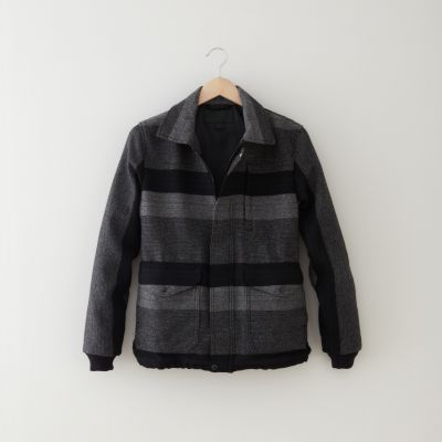WOOL STRIPED BOMBER JACKET