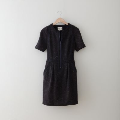 PIPED JERSEY ZIP DRESS