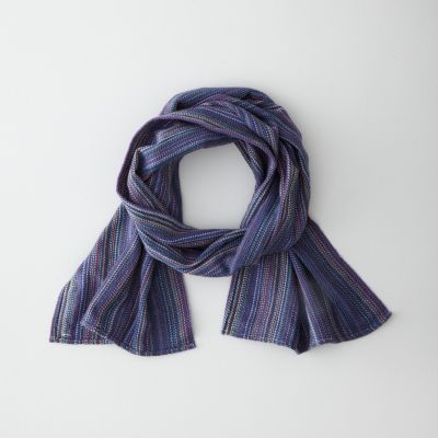 MODIFIED HERRINGBONE STRIPE SCARF - BLUE