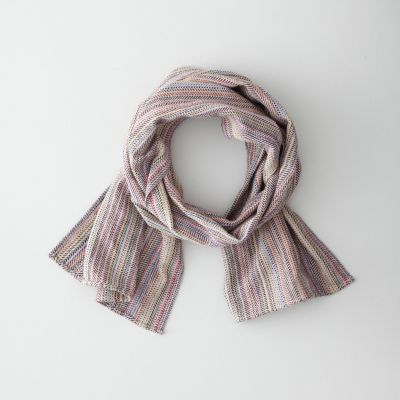 MODIFIED HERRINGBONE STRIPE SCARF - WHITE