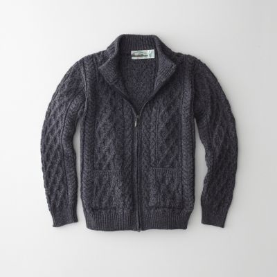 MERINO HIGH COLLAR ZIP CARDIGAN