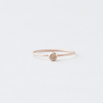 14K Rose Seed Ring - WHITE DIAMOND