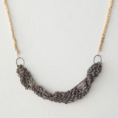 GOLD CHAIN WITH OXIDIZED SILVER PENDANT