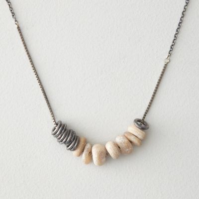 SILVER CIRCLES WITH BLONDE ONYX PENDANT