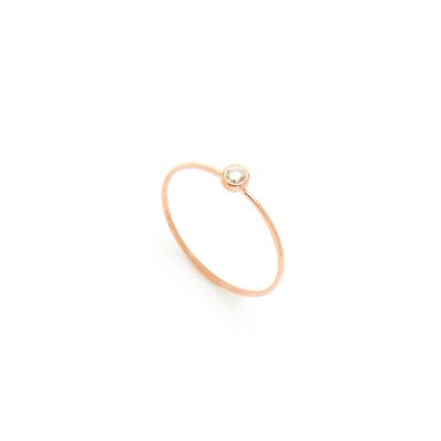 14K Rose Seed Ring - CHAMPAGNE DIAMOND