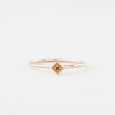 SQUARE FILIGREE BLACK DIAMOND RING