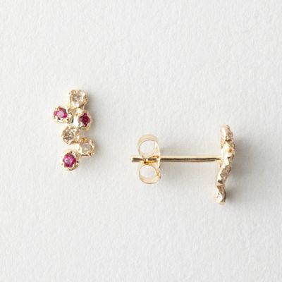 12 Diamond & Ruby Cluster Earrings