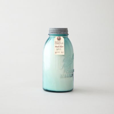 LARGE BLUE MASON JAR CANDLE - BASIL