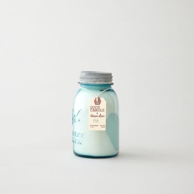 MEDIUM BLUE MASON JAR CANDLE - FIG