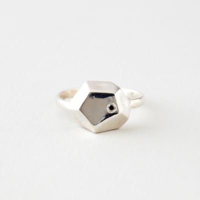 PYRITE RING WITH DIAMOND