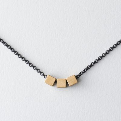 Triple Brass Squares Necklace