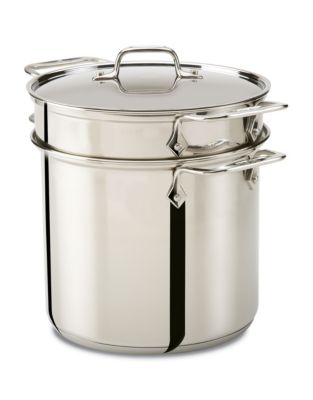 UPC 011644895532 product image for All-Clad Stainless Steel 8qt Pasta Pot with Perforated Insert-STAINLESS STEEL-On | upcitemdb.com