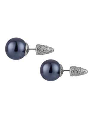 UPC 024576001971 product image for Sam Edelman Metal Resin and Glass Stud Earring - Grey | upcitemdb.com