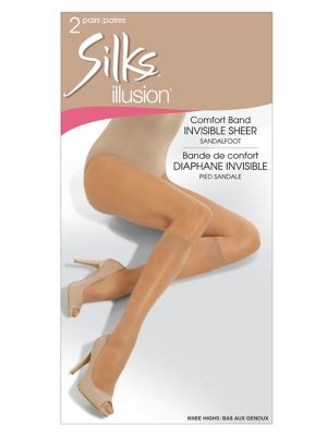 Silks Silks Illusion Knee High With Sandalfoot 2Pr-GOLD-One 