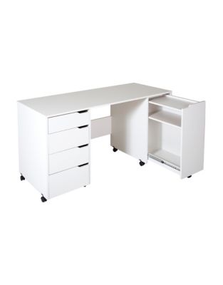 South Shore Crea Sewing Craft Table On Wheels-PURE WHITE-One