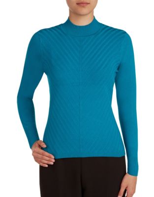 Allison Daley Plus Solid Mockneck Top-BLUE-2X