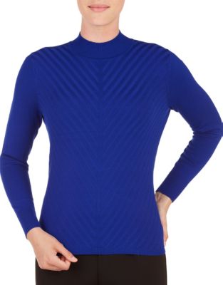 Allison Daley Plus Solid Mockneck Top-BLUE-1X