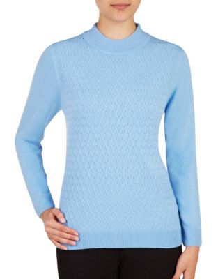 Allison Daley Plus Honeycomb Knit Sweater-BLUE-2X