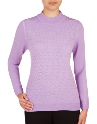 Allison Daley Plus Honeycomb Knit Sweater-PURPLE-1X