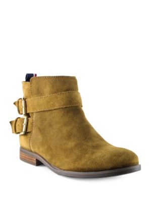 tommy hilfiger logo buckle ankle boot