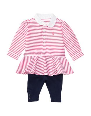 UPC 190618077836 product image for Ralph Lauren Childrenswear Striped Tunic with Leggings-WHITE-18 Months | upcitemdb.com